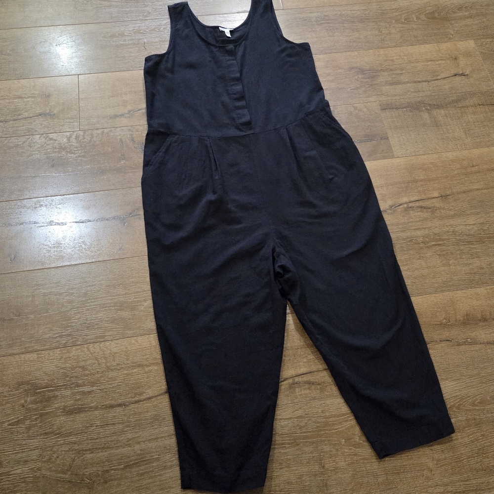Eileen Fisher Wmns Organic Cotton Linen Relaxed Jumpsuit M Minimal Cottage Norm - Picture 3 of 10